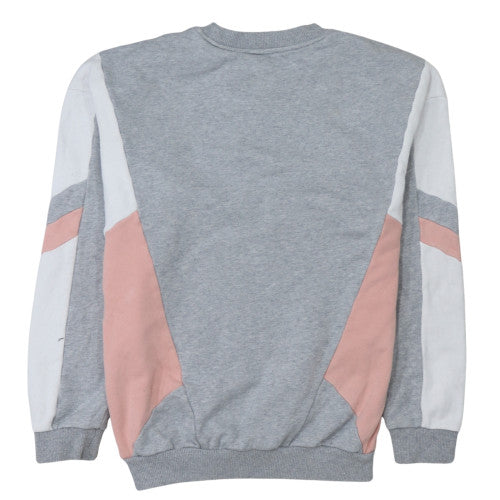 Adidas Women Grey Pink Colourblock Crew Neck Sweatshirt Size 4