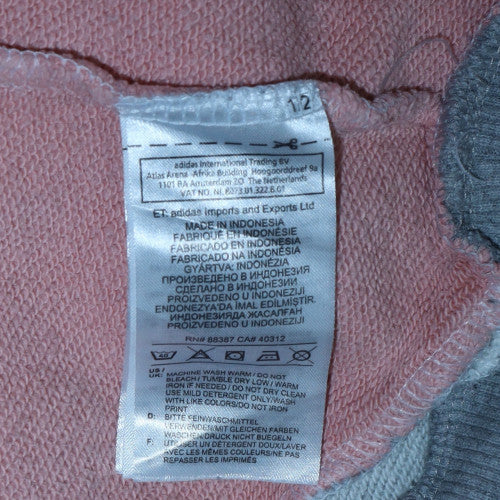 Adidas Women Grey Pink Colourblock Crew Neck Sweatshirt Size 4