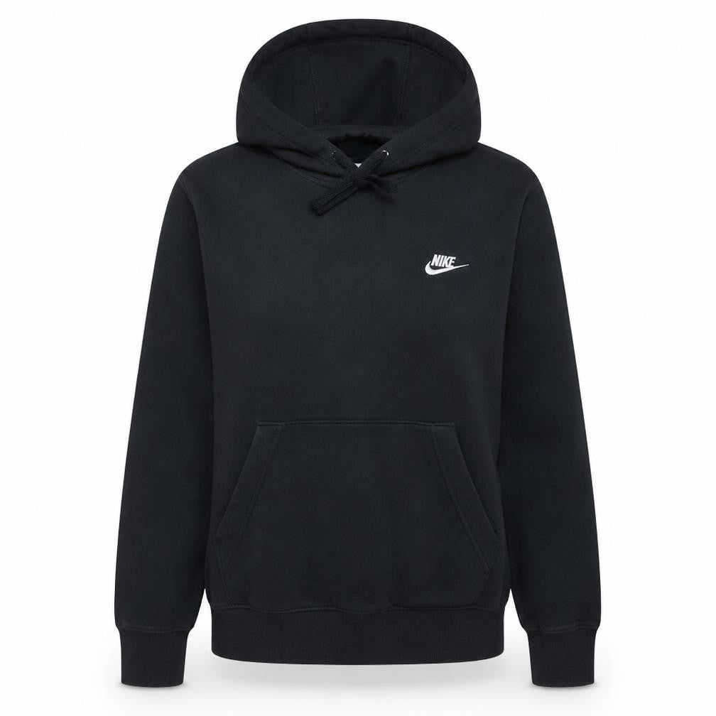 Front view of Nike women’s black xs pullover hoodie cotton blend casual