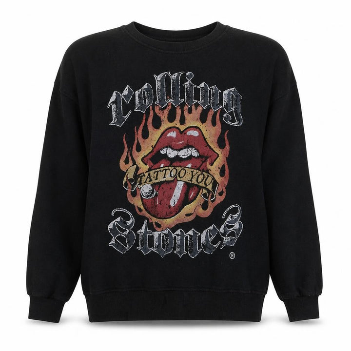 Pull&Bear Women Black Rolling Stones Graphic L Sweatshirt