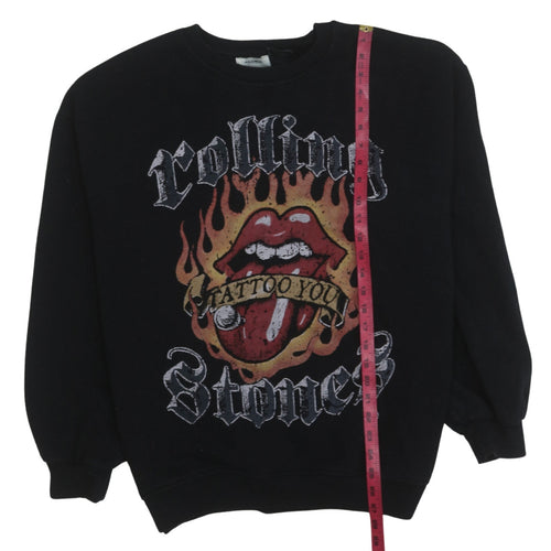 Pull & Bear Women Black Rolling Stones Graphic L Sweatshirt