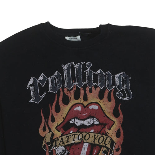 Pull & Bear Women Black Rolling Stones Graphic L Sweatshirt