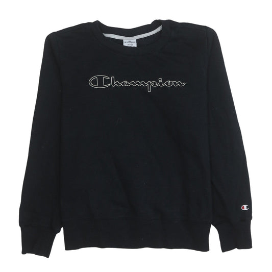 Champion Women's Black Large Pullover Sweatshirt Crew Neck Logo Fleece