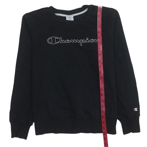 Champion Women's Black Large Pullover Sweatshirt Crew Neck Logo Fleece