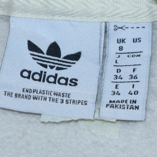 Adidas Womens White Hoodie Size 8 Pullover Hooded Sweatshirt