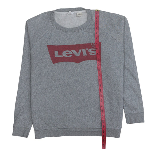 Levi's Men Grey Crew Neck Logo Sweatshirt Size M Pullover Jumper