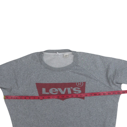 Levi's Men Grey Crew Neck Logo Sweatshirt Size M Pullover Jumper