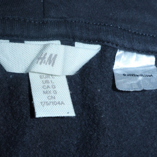 H&M Women Black Nirvana Pullover Hoodie Size 12 Cotton Blend