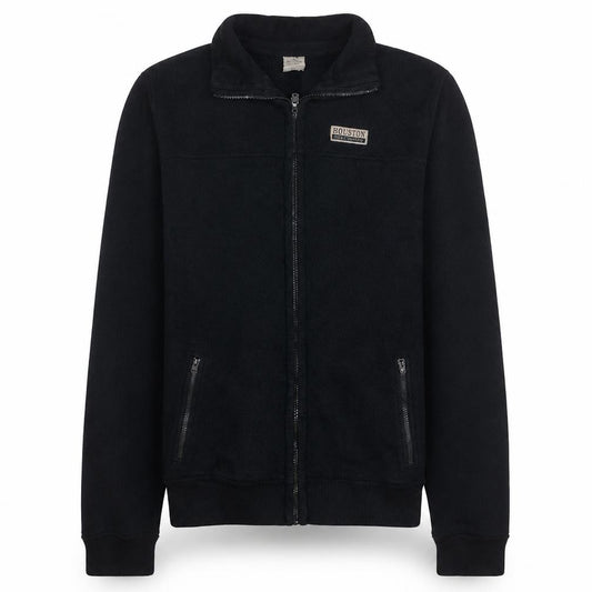 Front view of Hollister Men's Black Fleece Full Zip Basic Jacket, size L
