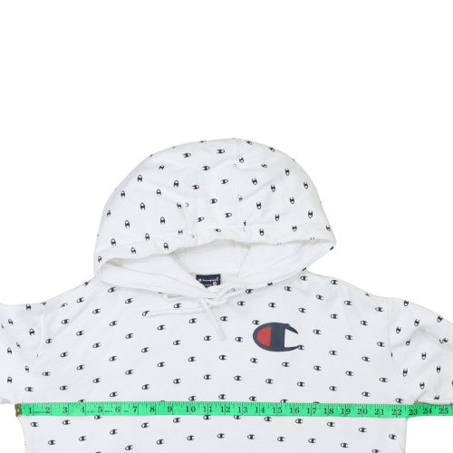 Champion Womens White Small Pullover Hoodie with Logo Print