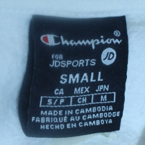 Champion Womens White Small Pullover Hoodie with Logo Print