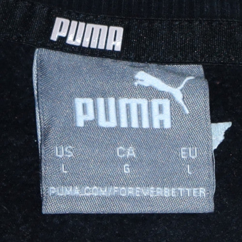 Puma Mens Black Crew Neck Pullover Sweatshirt L Cotton Blend