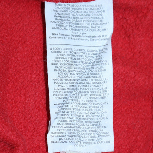 Nike Men's Red Pullover Hoodie Small Logo Fleece Sweatshirt