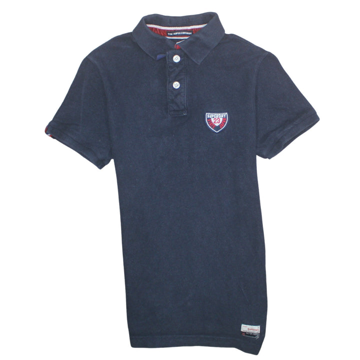Superdry Men's Blue Slim Fit Polo Shirt Size S Cotton Embroidered