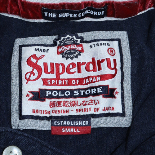 Superdry Men's Blue Slim Fit Polo Shirt Size S Cotton Embroidered
