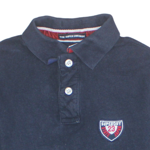 Superdry Men's Blue Slim Fit Polo Shirt Size S Cotton Embroidered