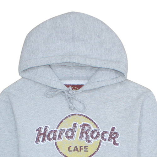 Hard Rock Cafe Men's Grey Pullover Hoodie Medium Music Logo Sweatshirt