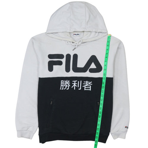 FILA Men's Black & White Logo Pullover Hoodie Size M