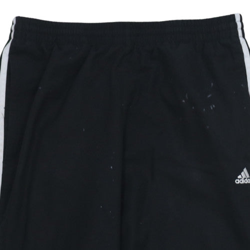 Adidas Men's Black Medium Track Pants with Side Stripes