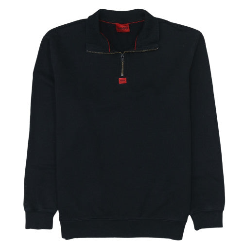 Hugo Men's Black XL Henley Quarter Zip Sweatshirt