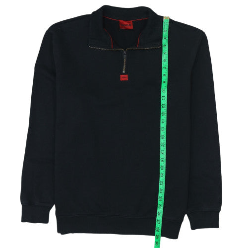 Hugo Men's Black XL Henley Quarter Zip Sweatshirt