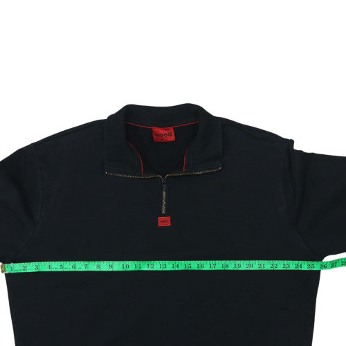 Hugo Men's Black XL Henley Quarter Zip Sweatshirt