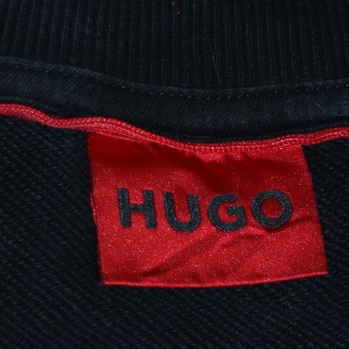 Hugo Men's Black XL Henley Quarter Zip Sweatshirt