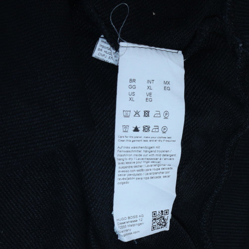 Hugo Men's Black XL Henley Quarter Zip Sweatshirt