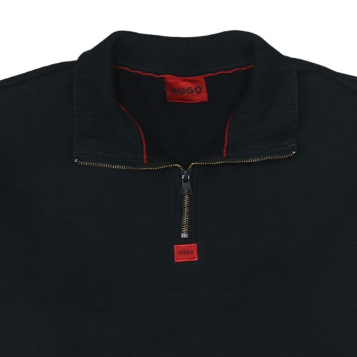 Hugo Men's Black XL Henley Quarter Zip Sweatshirt