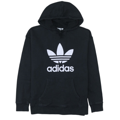 Adidas Women's Black Pullover Hoodie UK 8 Trefoil Logo Casual Sweatshirt