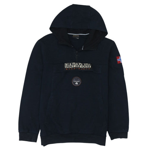 Napapijri Men Black 2XL Pullover Hoodie Outdoor Logo Sweatshirt