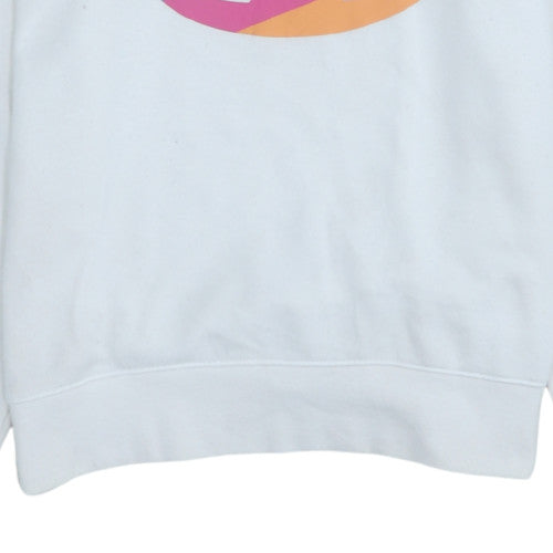 Champion Women White Hoodie Medium Pullover Cotton Blend Logo Print