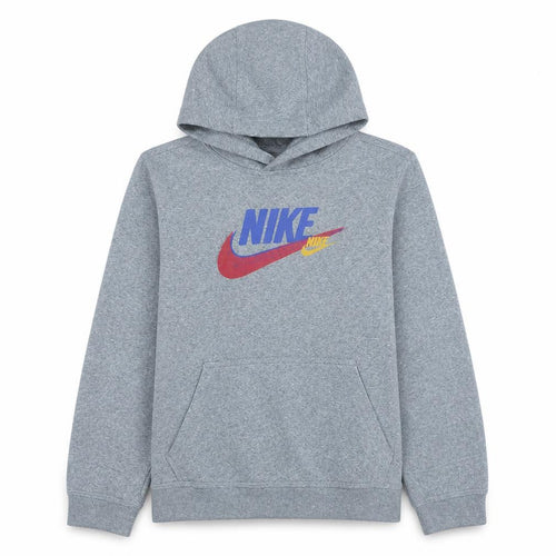 Nike Boys Grey XL Pullover Hoodie with Logo Graphic Print Fleece