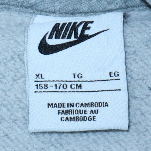 Nike Boys Grey XL Pullover Hoodie with Logo Graphic Print Fleece