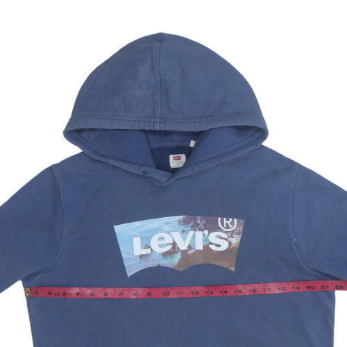 Levi's Men's Blue Pullover Hoodie Small Logo Graphic Sweatshirt