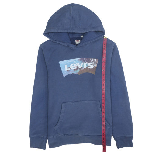 Levi's Men's Blue Pullover Hoodie Small Logo Graphic Sweatshirt