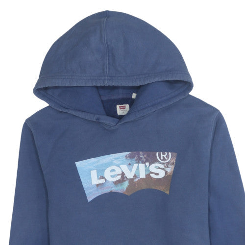 Levi's Men's Blue Pullover Hoodie Small Logo Graphic Sweatshirt