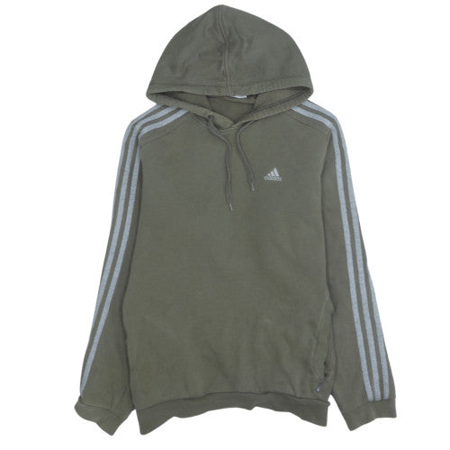 Adidas Men’s Green Hoodie L Pullover Hooded Sweatshirt with Logo Stripes