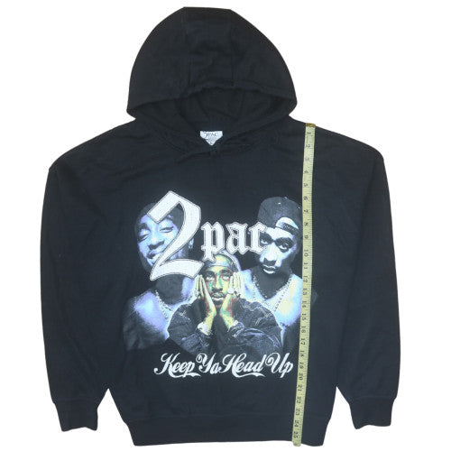 2Pac Womens Black Hoodie M Graphic Pullover Keep Ya Head Up