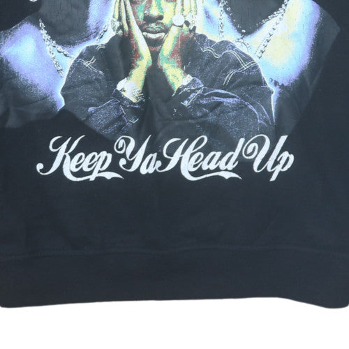 2Pac Womens Black Hoodie M Graphic Pullover Keep Ya Head Up