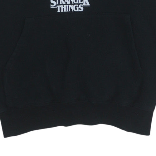 Pull & Bear Men’s Black Stranger Things Hoodie S Graphic Fleece Pullover