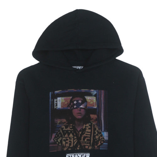 Pull & Bear Men’s Black Stranger Things Hoodie S Graphic Fleece Pullover