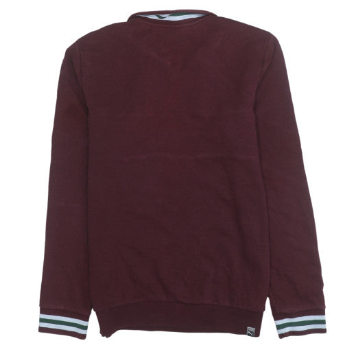 Puma Mens Burgundy Green 1/4 Zip Pullover Sweatshirt Size S
