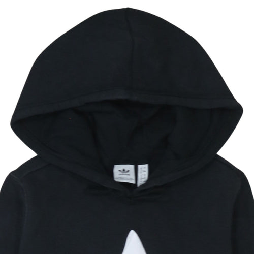 Adidas Womens Black Hooded Pullover Sweatshirt Size 12 Logo Print