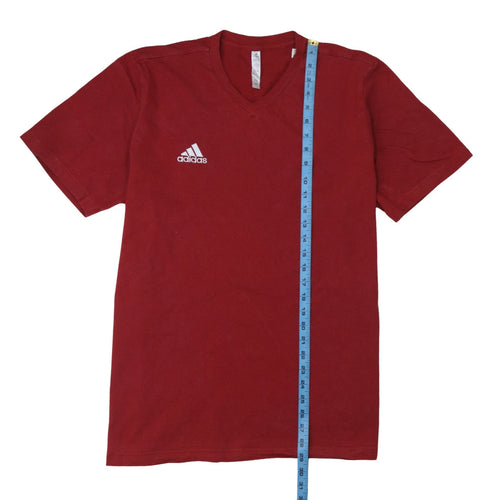 Adidas Men's Red V-Neck Short Sleeve Cotton T-Shirt XL