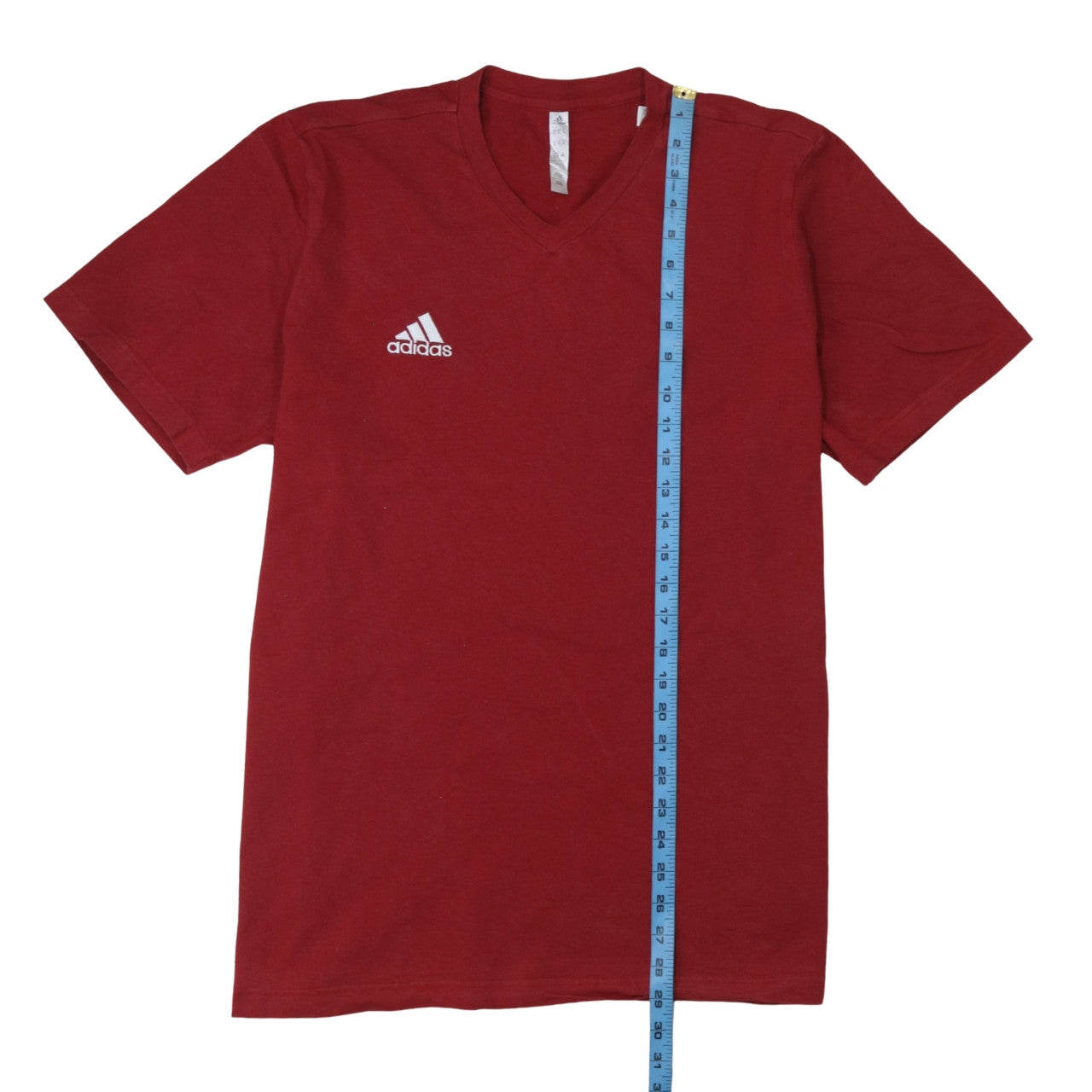 Adidas Men's Red V-Neck Short Sleeve Cotton T-Shirt XL