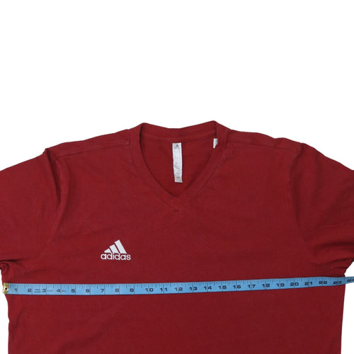 Adidas Men's Red V-Neck Short Sleeve Cotton T-Shirt XL