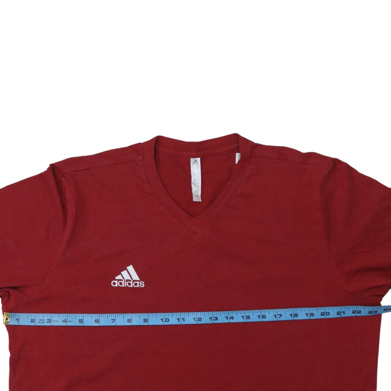 Adidas Men's Red V-Neck Short Sleeve Cotton T-Shirt XL