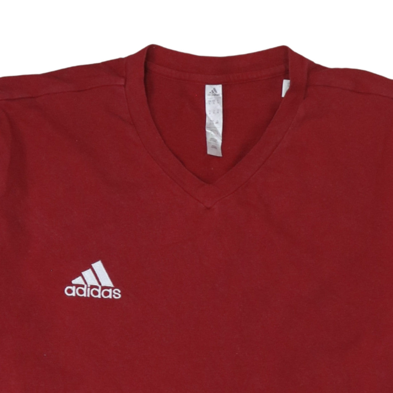 Adidas Men's Red V-Neck Short Sleeve Cotton T-Shirt XL