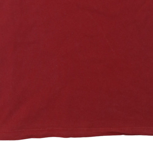 Adidas Men's Red V-Neck Short Sleeve Cotton T-Shirt XL